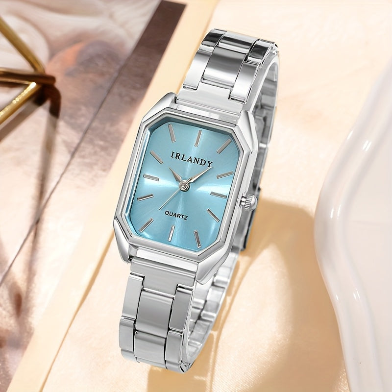 1 Relógio e 5 Adições Elegante Relógio de Quartzo Romano para Senhoras e Colar com Coração, Pulseira, Anel e Brincos, Caixa Quadrada, Mostrador de Ponteiro, Bracelete Durável em Aço Inoxidável, Caixa em Aço Inoxidável, Movimento de Quartzo de Precisão - Presente Ideal para o Dia dos Namorados
