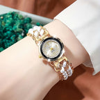 Conjunto de 6 Relógios de Mulher, Incluindo um Relógio de Pulso de Quartzo Elegante e Moderno para Mulheres, Acompanhado por uma Pulseira, Perfeito para Uso Diário, Regresso às Aulas, Presentes de Aniversário, Natal, Ação de Graças, Halloween