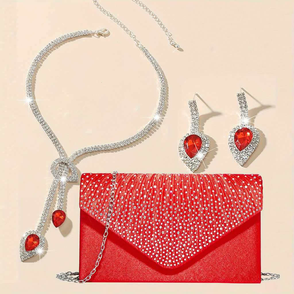 Bolsa Clutch de Noite para Mulher, Bolsa de Mão Brilhante para Formatura com Corrente Removível para Casamento e Festa