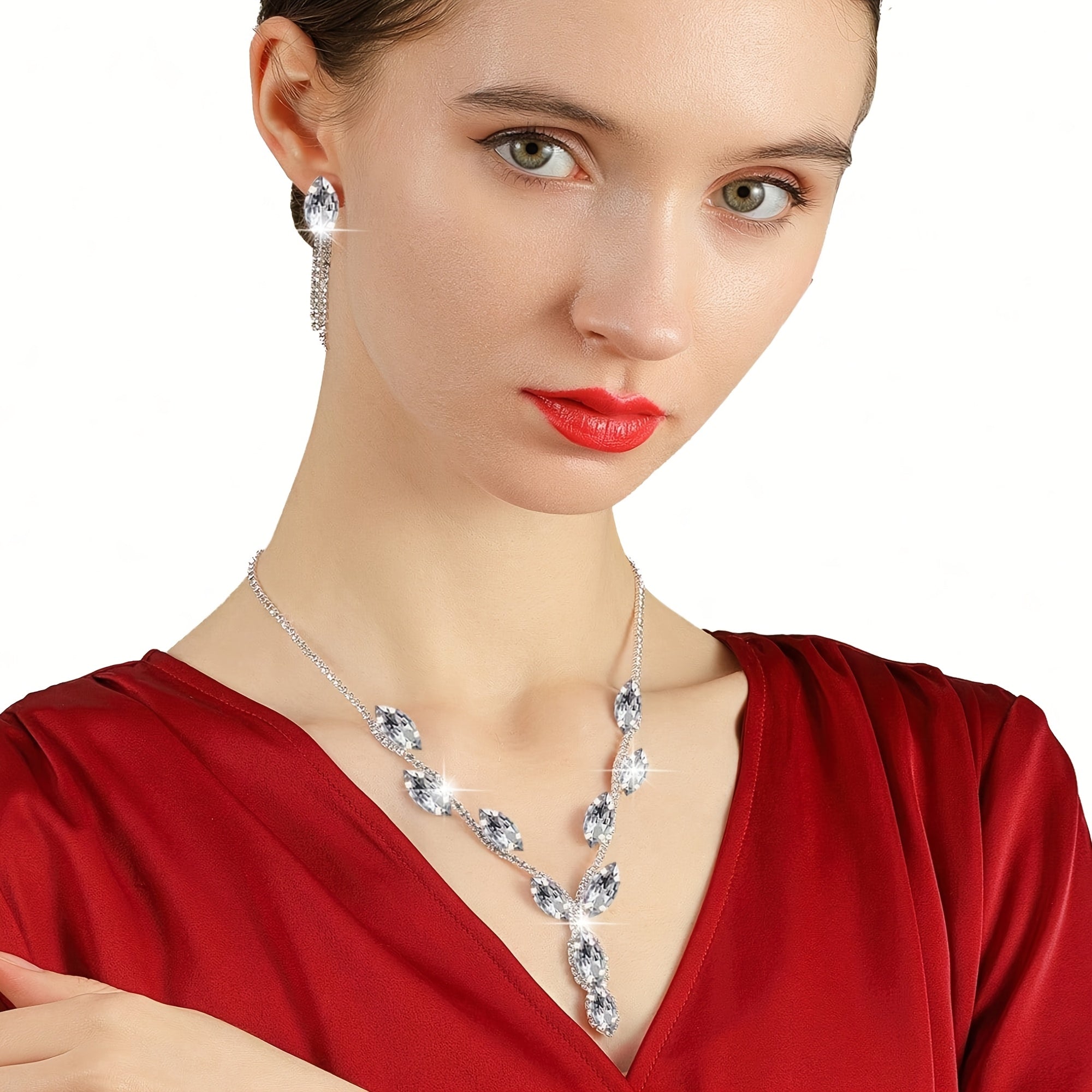 Conjunto de 4 peças de bolsas de noite para mulheres com strass, clipe de orelha com strass, colar de noivado, pulseira, bolsa de sol de cristal brilhante, bolsa de noite para mulheres, saco de compras de casamento, bolsa de mão