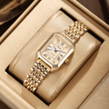 Kit Relógio Feminino + Pulseiras Cristal | Conjunto Dourado