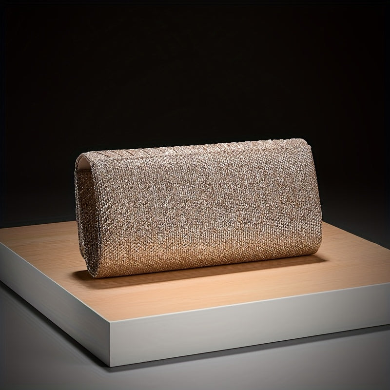 Elegante bolsa de noite brilhante para mulheres com alça removível, bolsa de envelope em forma de almofada com sequins dourados para festas, casamentos e eventos formais, forro de poliéster, fecho magnético, acessório de festa | Bolsa de fecho de aba | Interior forrado de poliéster