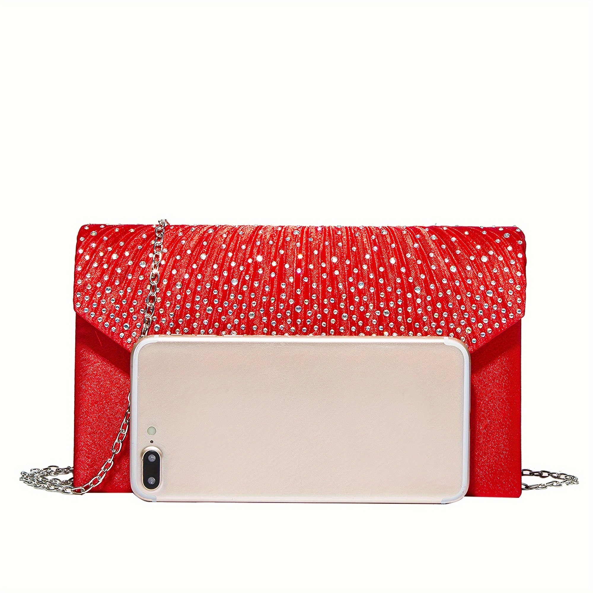 Bolsa Clutch de Noite para Mulher, Bolsa de Mão Brilhante para Formatura com Corrente Removível para Casamento e Festa