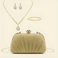 Bolsas de Noite de Natal para Mulher com Franjas, Lantejoulas, Strass, Corrente de Metal, Bolsas de Ombro, Cor Verde, Bolsa de Banquete com Glitter, Conjunto de Joias Elegante com Colar, Brincos e Pulseira de Strass para Casamento e Despedida de Solteira