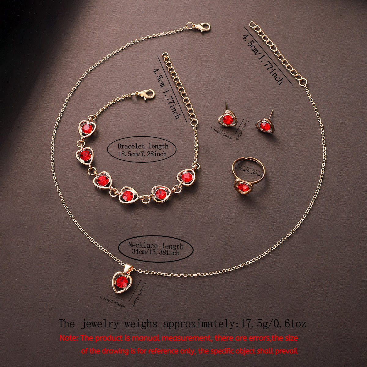 Conjunto de 6 Relógios Românticos Adoráveis para Mulher com Braceletes Vermelhas, Apresentando Detalhes em Strass, Inclui Pulseira, Colar, Anel e Brincos - Perfeito para Volta de Casamento, Halloween e Presentes de Aniversário para Mulheres