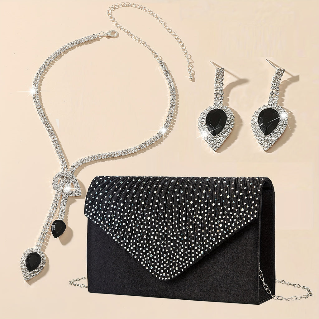 Bolsa Clutch de Noite para Mulher, Bolsa de Mão Brilhante para Formatura com Corrente Removível para Casamento e Festa