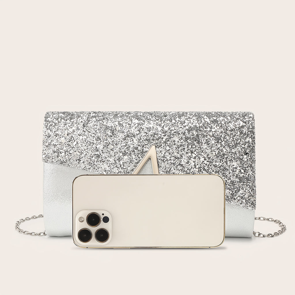 4 Peças Conjunto de Joias com Strass Colar Brilhante Brincos Pulseira Bolsa de Noite Feminina Clutch Festa Nupcial Bolsa Elegante com Tampa Vibrante Envelope Bolsa de Mão com Corrente Metálica para Casamento e Festas