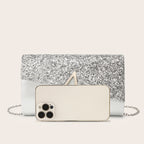 4 Peças Conjunto de Joias com Strass Colar Brilhante Brincos Pulseira Bolsa de Noite Feminina Clutch Festa Nupcial Bolsa Elegante com Tampa Vibrante Envelope Bolsa de Mão com Corrente Metálica para Casamento e Festas