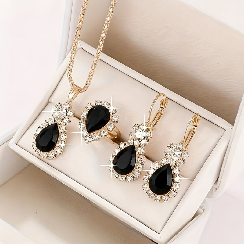 Conjunto de Luxo Leve com Gotas de Água Coloridas Explosivas: Colar, Brincos, Anel, Presente de Feriado, uma Escolha Sincera
