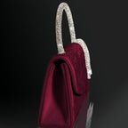 Novo Bolsa de Noite Feminina com Strass, Bolsa de Festa Aveludada com Pendente Brilhante, Elegante Bolsa de Casamento para Noiva, com Conjunto de Três Peças com Pendente de Strass Brilhante, Colar com Pendente de Strass, Brincos, Pulseira, Adequado para Casamentos, Festas, Jantares e Bailes