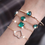 Conjunto de Relógio Feminino de Luxo Verde da Moda com 9 Peças: Relógio de Quartzo Luxuoso Multifuncional com Mostrador Quadrado, Pulseira, Colar e Brincos — Adequado para Uso Diário ou como Presente de Feriado. -Incrustado, Verde Elegante