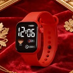 Conjunto de 6 Relógios Românticos Adoráveis para Mulher com Braceletes Vermelhas, Apresentando Detalhes em Strass, Inclui Pulseira, Colar, Anel e Brincos - Perfeito para Volta de Casamento, Halloween e Presentes de Aniversário para Mulheres
