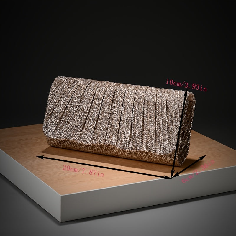 Elegante bolsa de noite brilhante para mulheres com alça removível, bolsa de envelope em forma de almofada com sequins dourados para festas, casamentos e eventos formais, forro de poliéster, fecho magnético, acessório de festa | Bolsa de fecho de aba | Interior forrado de poliéster