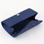 Elegante e Versátil Clutch de Noite com Decorações Brilhantes, Mala de Ombro com Corrente, Bolsa de Festa, Conjunto Luxuoso de Colar, Brincos e Pulseira com Strass, um Conjunto Completo de Quatro Peças para Banquetes