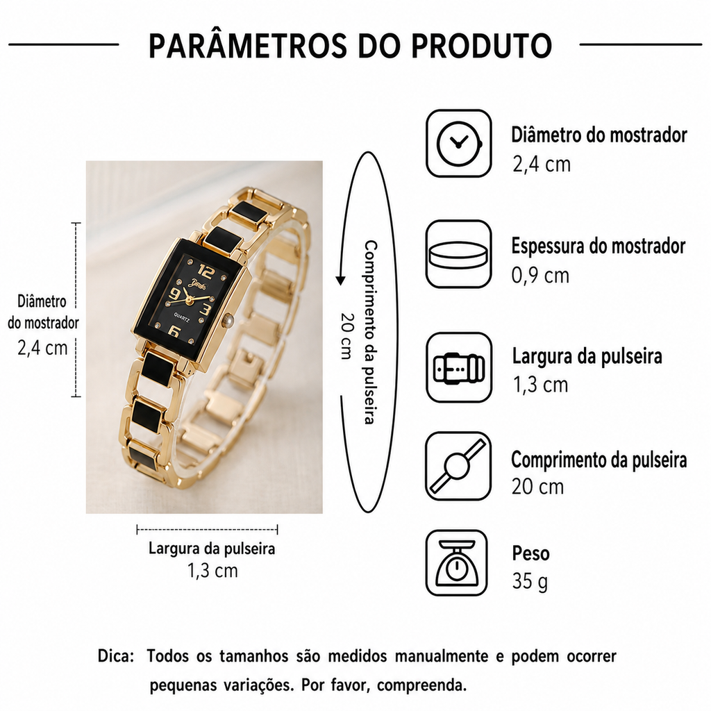 Kit Relógios Femininos Preto e Dourado | Look Minimalista