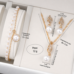 Kit Relógio Feminino + Colar de Pérolas | Conjunto Dourado