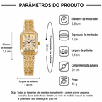 Kit Relógio Feminino + Pulseiras Cristal | Conjunto Dourado