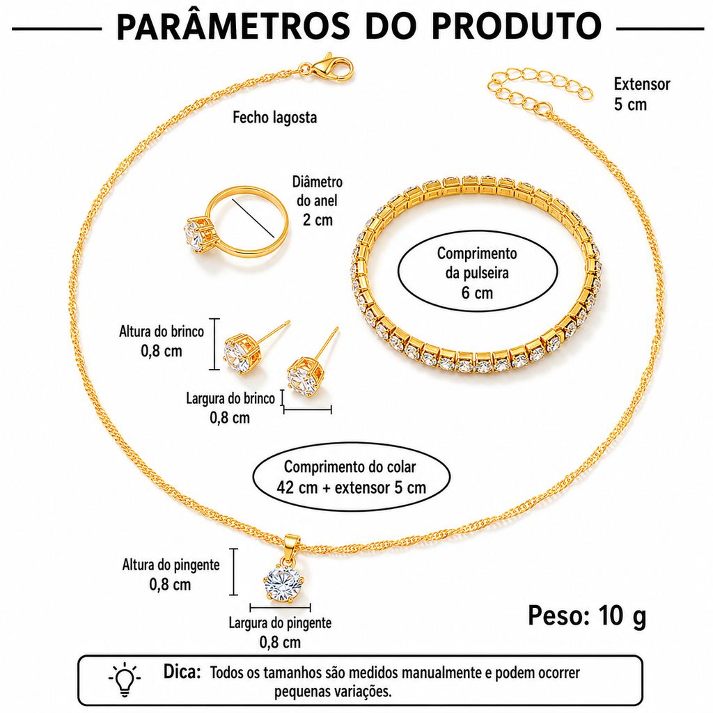 Kit Elegância Reluzente | Conjunto 6 Peças Brilhante