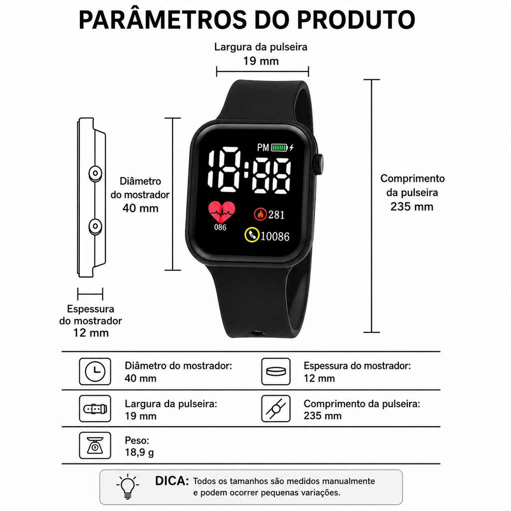 Kit Relógio LED Coração + Bijuteria Borboleta | Conjunto Elegante