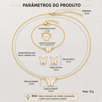 Kit Relógio LED Coração + Bijuteria Borboleta | Conjunto Elegante