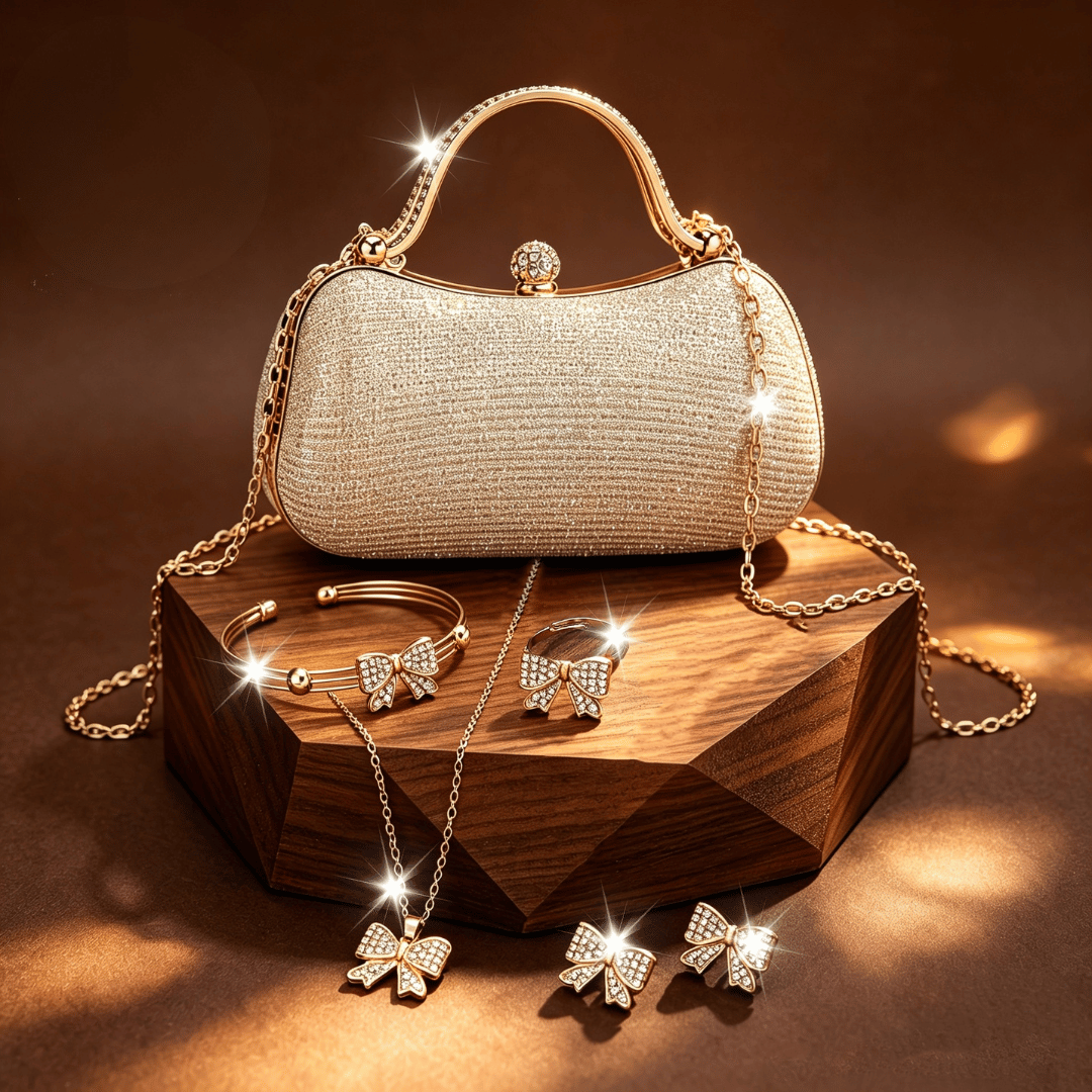 Kit Bolsa + Joias Elegantes | Conjunto Festa e Ocasiões