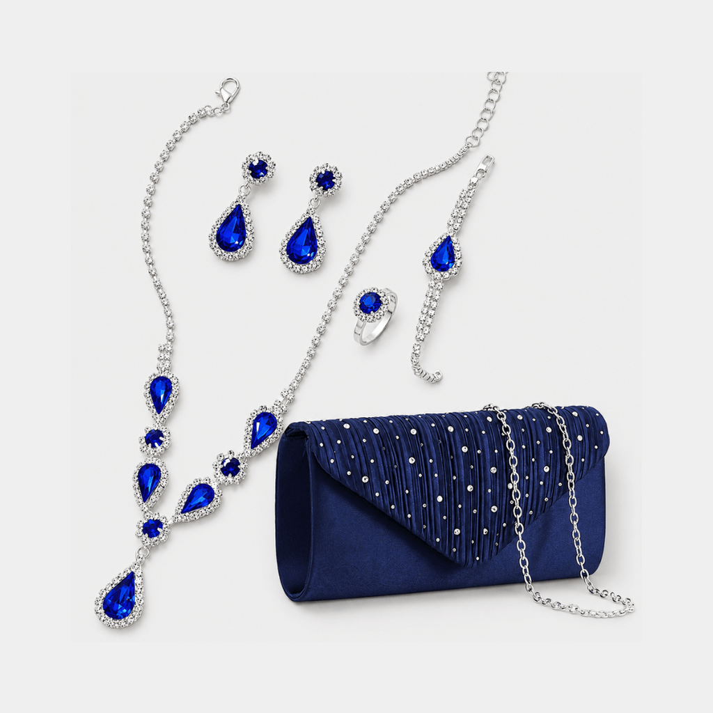 Kit Clutch + Joias Luxuosas | Conjunto Elegante de Festa