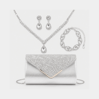 Kit Glamour Noite | Clutch + Joias 4 Peças para Festas