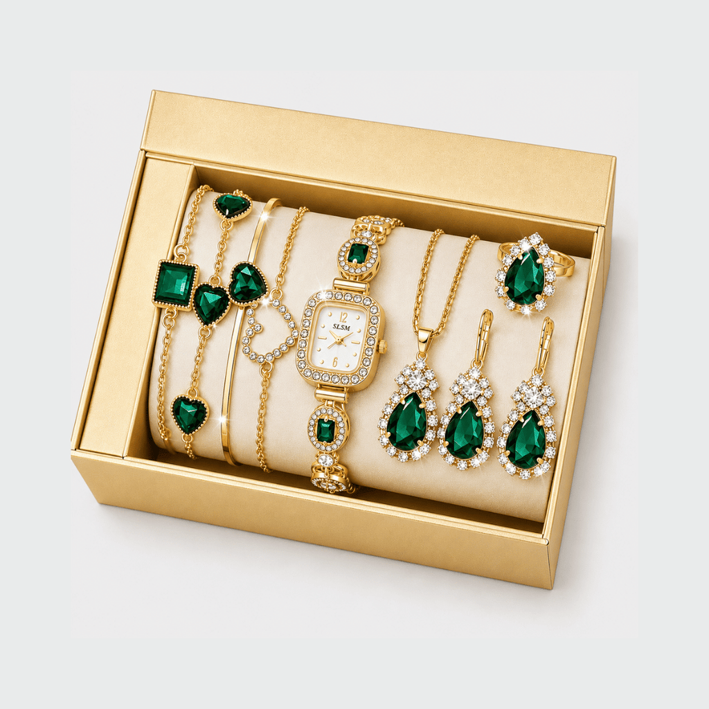 Kit Relógio + Acessórios Verde | Conjunto Luxo