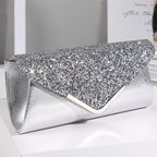 Bolsa de Festa Feminina Versátil com Lantejoulas, Colar e Pulseira de Strass, Conjunto de 4 Peças para Banquete