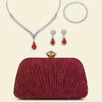Bolsas de Noite de Natal para Mulher com Franjas, Lantejoulas, Strass, Corrente de Metal, Bolsas de Ombro, Cor Verde, Bolsa de Banquete com Glitter, Conjunto de Joias Elegante com Colar, Brincos e Pulseira de Strass para Casamento e Despedida de Solteira