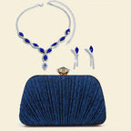 Bolsas de Noite de Natal para Mulher com Franjas, Lantejoulas, Strass, Corrente de Metal, Bolsas de Ombro, Cor Verde, Bolsa de Banquete com Glitter, Conjunto de Joias Elegante com Colar, Brincos e Pulseira de Strass para Casamento e Despedida de Solteira