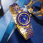 Conjunto de 6 Relógios de Quartzo Redondos Elegantes e Estilos com Strass, Incluindo um Bracelete em Liga de Zinco, Mostrador Fácil e um Colar e Brincos de Bracelete Quadrada a Combinar. Presente Perfeito para Ocasiões como o Dia dos Namorados, Páscoa, Halloween, Ramadão