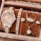 [ ] Conjunto de 6 Relógios de Quartzo de Luxo e Alta Qualidade para Mulher, a Melhor Escolha para Presentes do Dia da Mãe, Natal, Halloween, Presentes de Ramadão