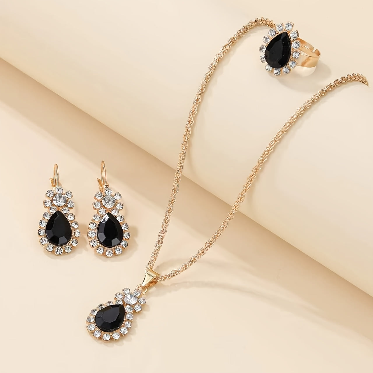 Conjunto de Luxo Leve com Gotas de Água Coloridas Explosivas: Colar, Brincos, Anel, Presente de Feriado, uma Escolha Sincera