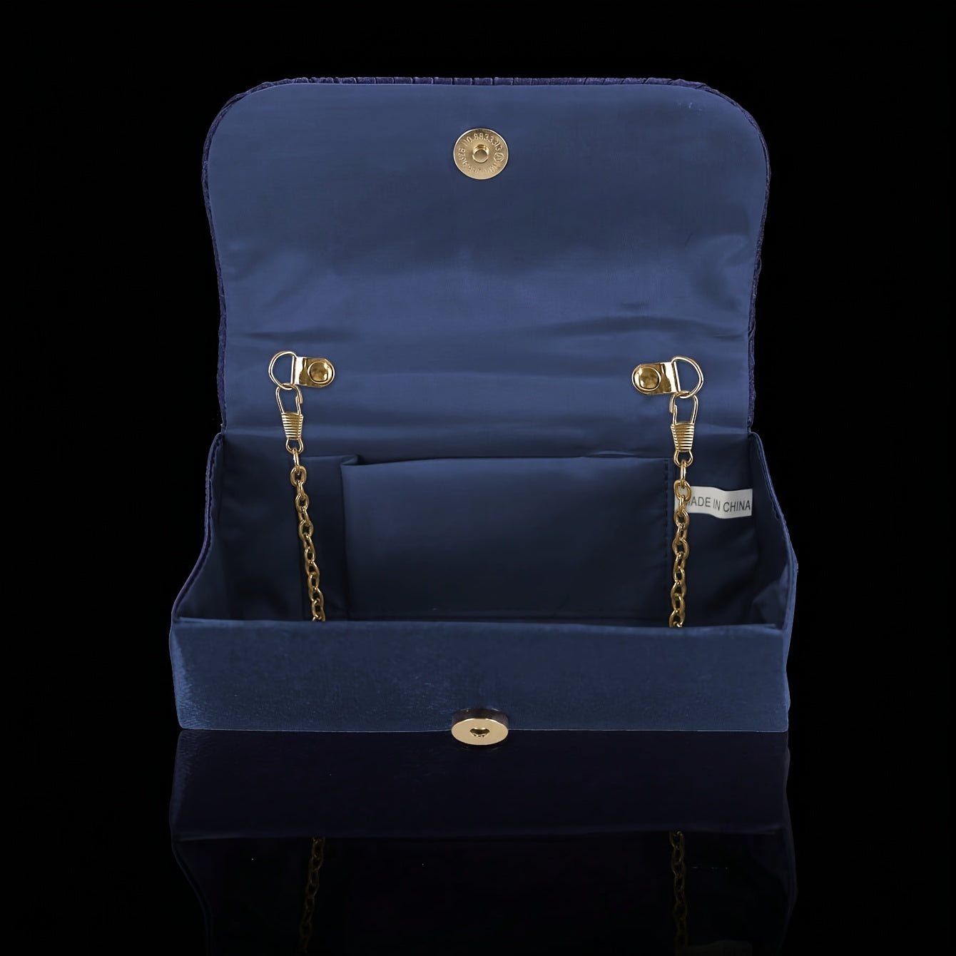 Bolsa de Noite/Festa com Aba e Strass Brilhante, Clutch/Bolsa de Noite Plissada Elegante e Estilosa, Acompanha Conjunto de Joias com 2 Peças de Strass Brilhante, Adequada para Festas, Banquetes, Reuniões, Dançantes, Casamentos e Outras Ocasiões.