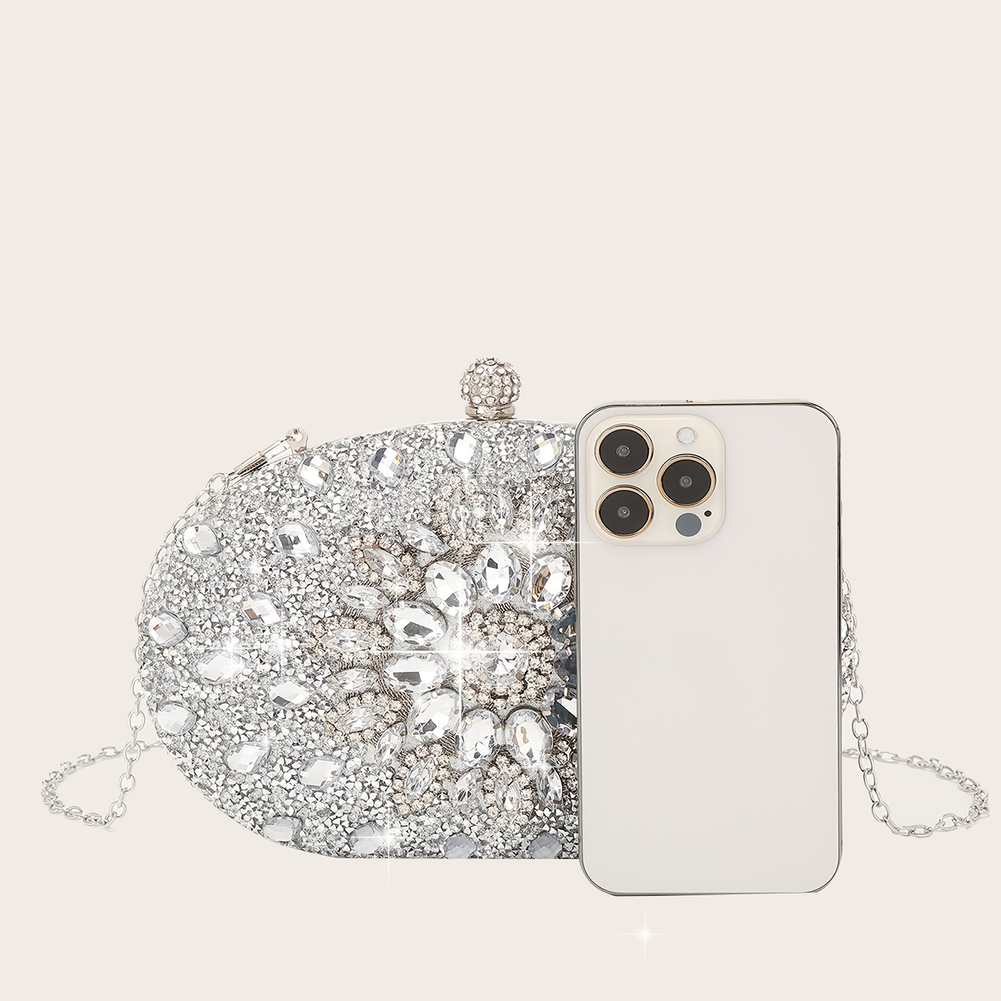 Conjunto de 4 peças de bolsas de noite para mulheres com strass, clipe de orelha com strass, colar de noivado, pulseira, bolsa de sol de cristal brilhante, bolsa de noite para mulheres, saco de compras de casamento, bolsa de mão