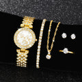Conjunto de 6 peças de relógio de quartzo feminino da nova moda com pulseira para uso diário, festas, Dia dos Namorados, Páscoa, Natal, Halloween, casamentos e como presente para amigos e família