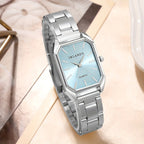 1 Relógio e 5 Adições Elegante Relógio de Quartzo Romano para Senhoras e Colar com Coração, Pulseira, Anel e Brincos, Caixa Quadrada, Mostrador de Ponteiro, Bracelete Durável em Aço Inoxidável, Caixa em Aço Inoxidável, Movimento de Quartzo de Precisão - Presente Ideal para o Dia dos Namorados