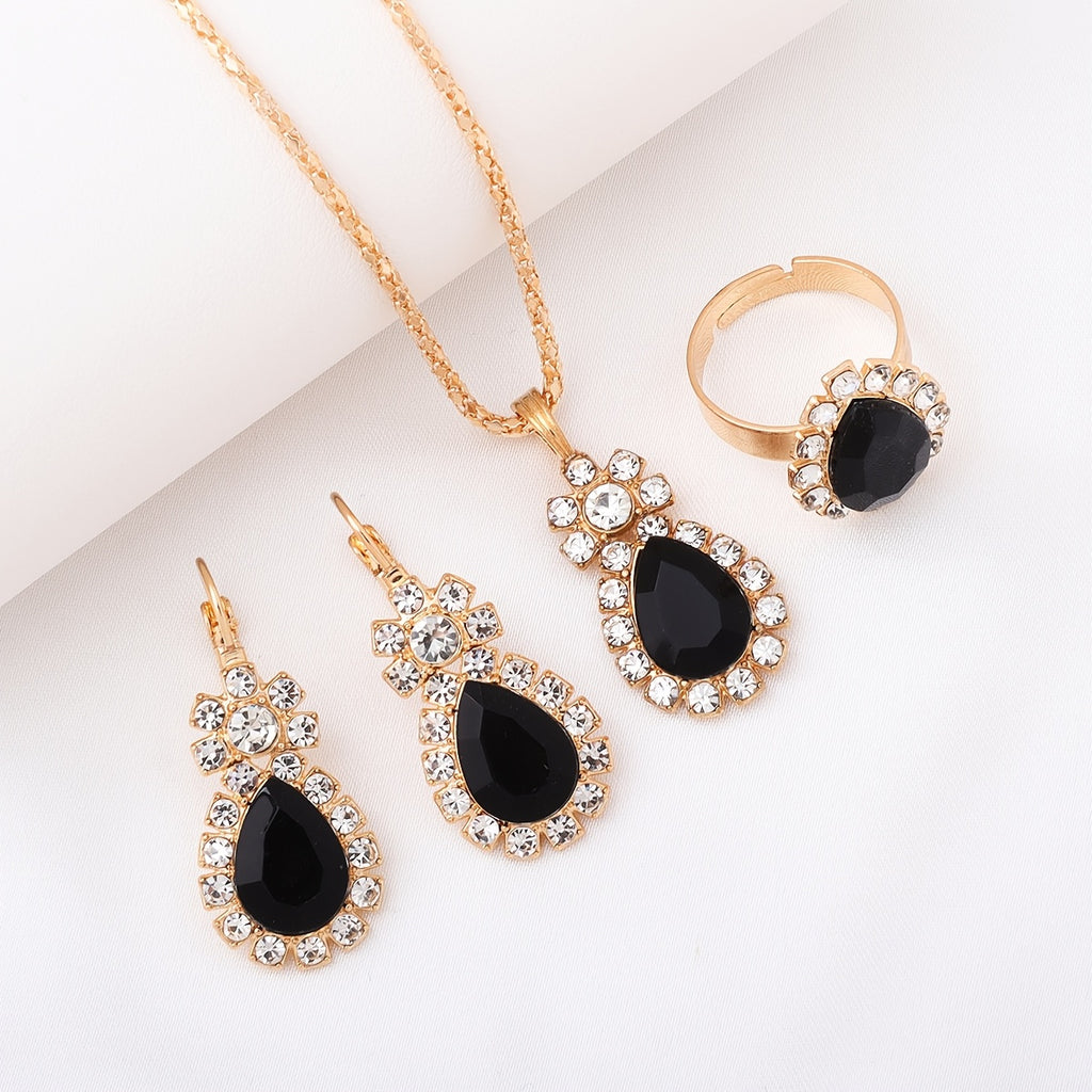 Conjunto de Luxo Leve com Gotas de Água Coloridas Explosivas: Colar, Brincos, Anel, Presente de Feriado, uma Escolha Sincera
