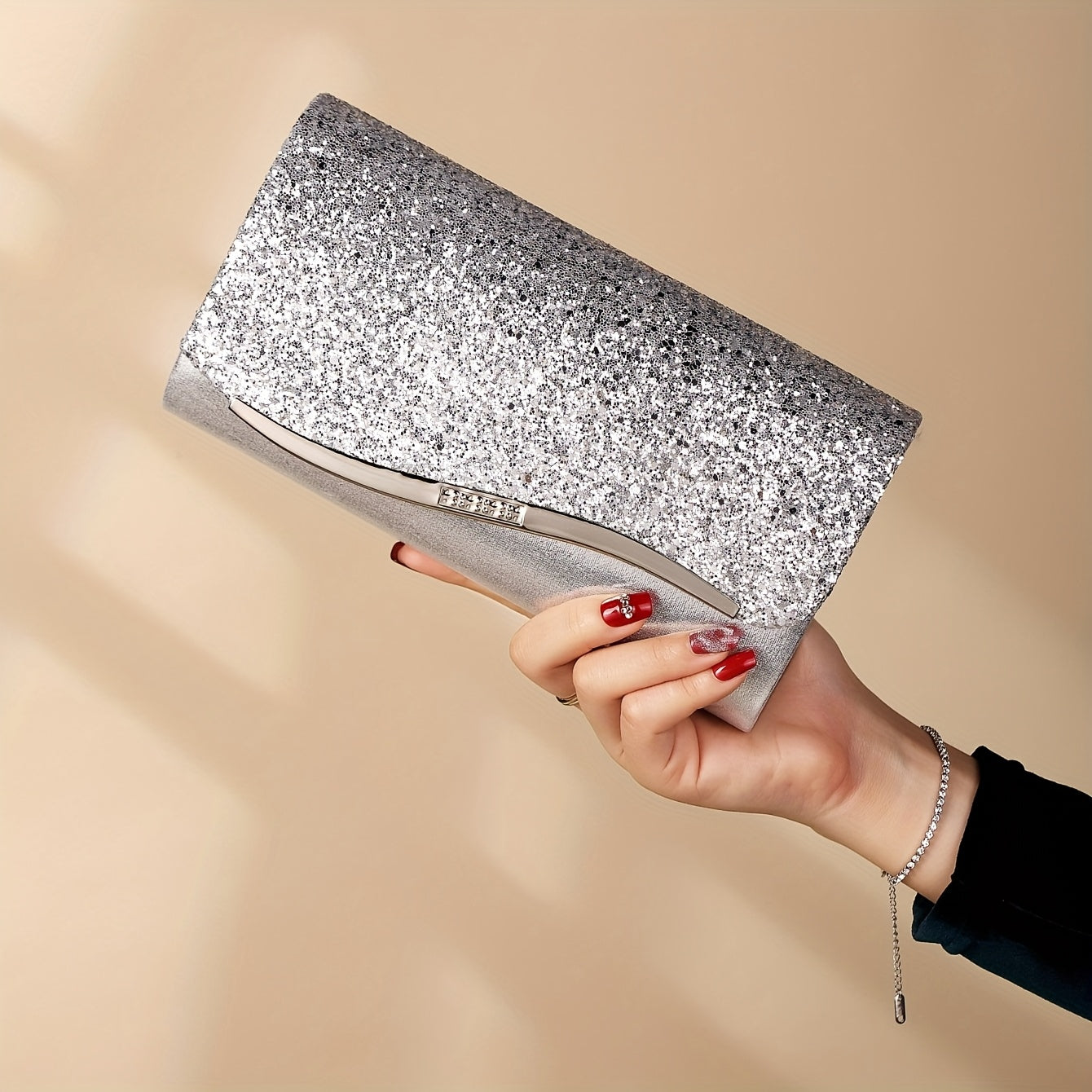 Conjunto de 3 Bolsas de Noite Femininas, Clutch com Colar e Brincos, Envelope de Strass, Bolsa de Festa, Carteira de Noiva para Baile